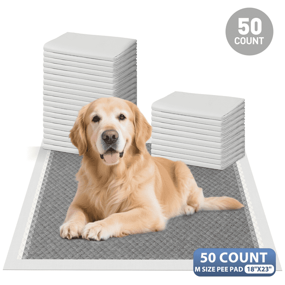 Cshidworld 50-Count Charcoal Puppy Pads, 18"*23" Charcoal Dog Pee Pads, M-Size Odorless Potty Pads for Dogs Cats Rabbits, Leak-Proof Disposable Puppy Pads Pet Training Pads for Housebreaking