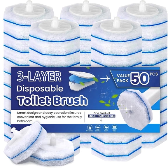 ZQZIQI 50 Count Toilet Wand Refills for Clorox Toilet Wand, 10X Cleaning Power to Toilet Bowl, High-Density Disposable Toilet Brush Scrubber—Easy Snap-On Design
