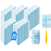 50 Count Electrostatic Duster Refills   Multi-Surface Dusting Refills with 1 Short Handle, Microfiber Dusters for Cleaning, Unscented, 360  Heavy Duty, Blue