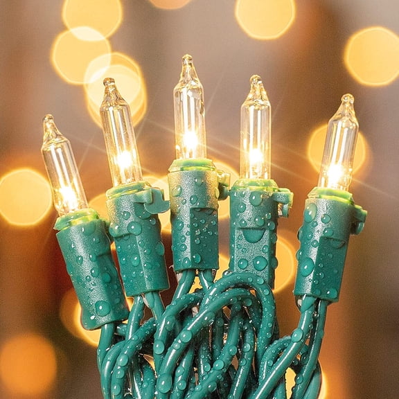 50-Count Green Christmas Lights,13Feet Incandescent Bulb Green Mini String Lights,Fairy St. Patrick's Day Lights Plug in for Tree Indoor Outdoor Halloween Party Patio Xmas Decor-Green Wire
