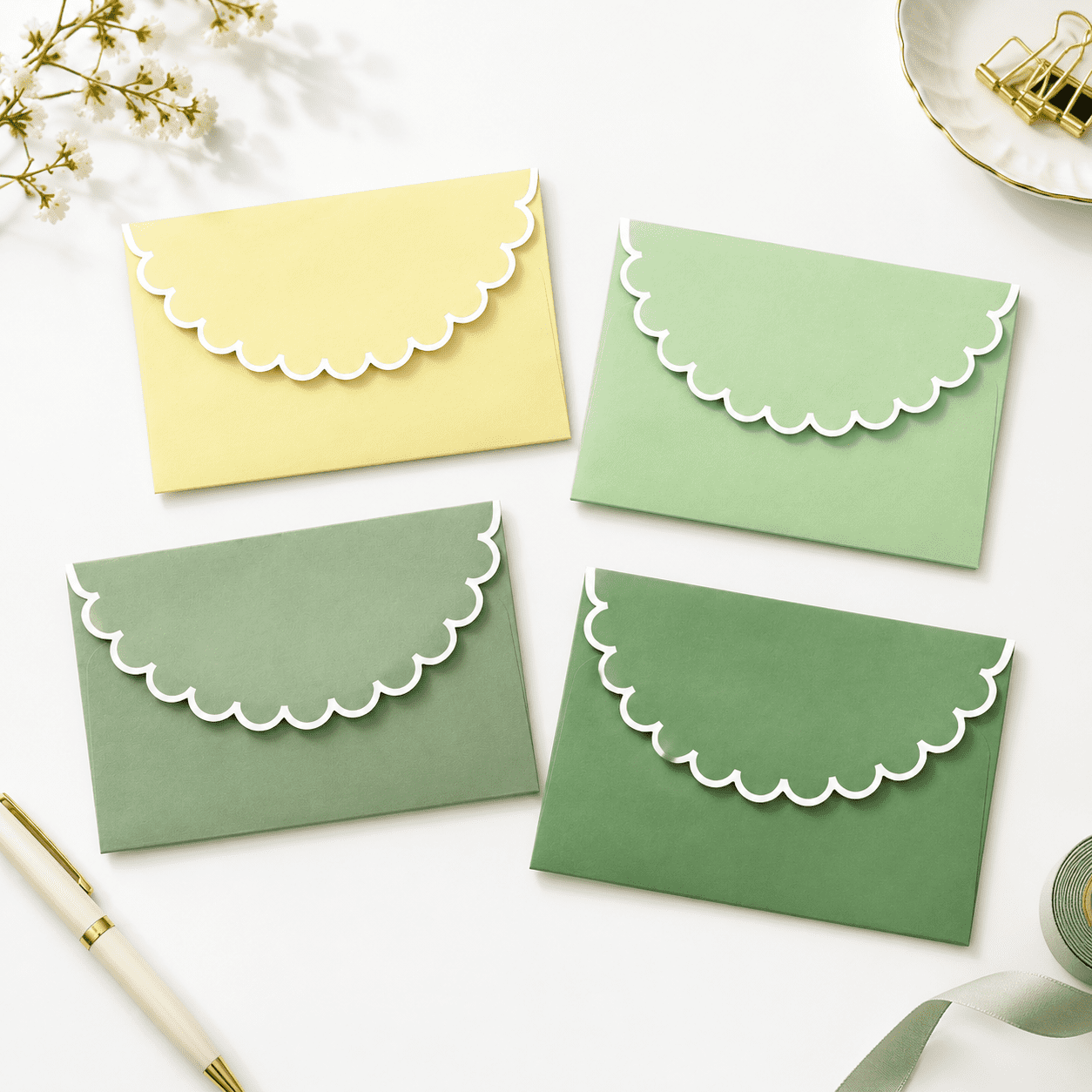 50 Count Green Color Scheme A7 Envelopes for 5x7 Wedding Invitations ...