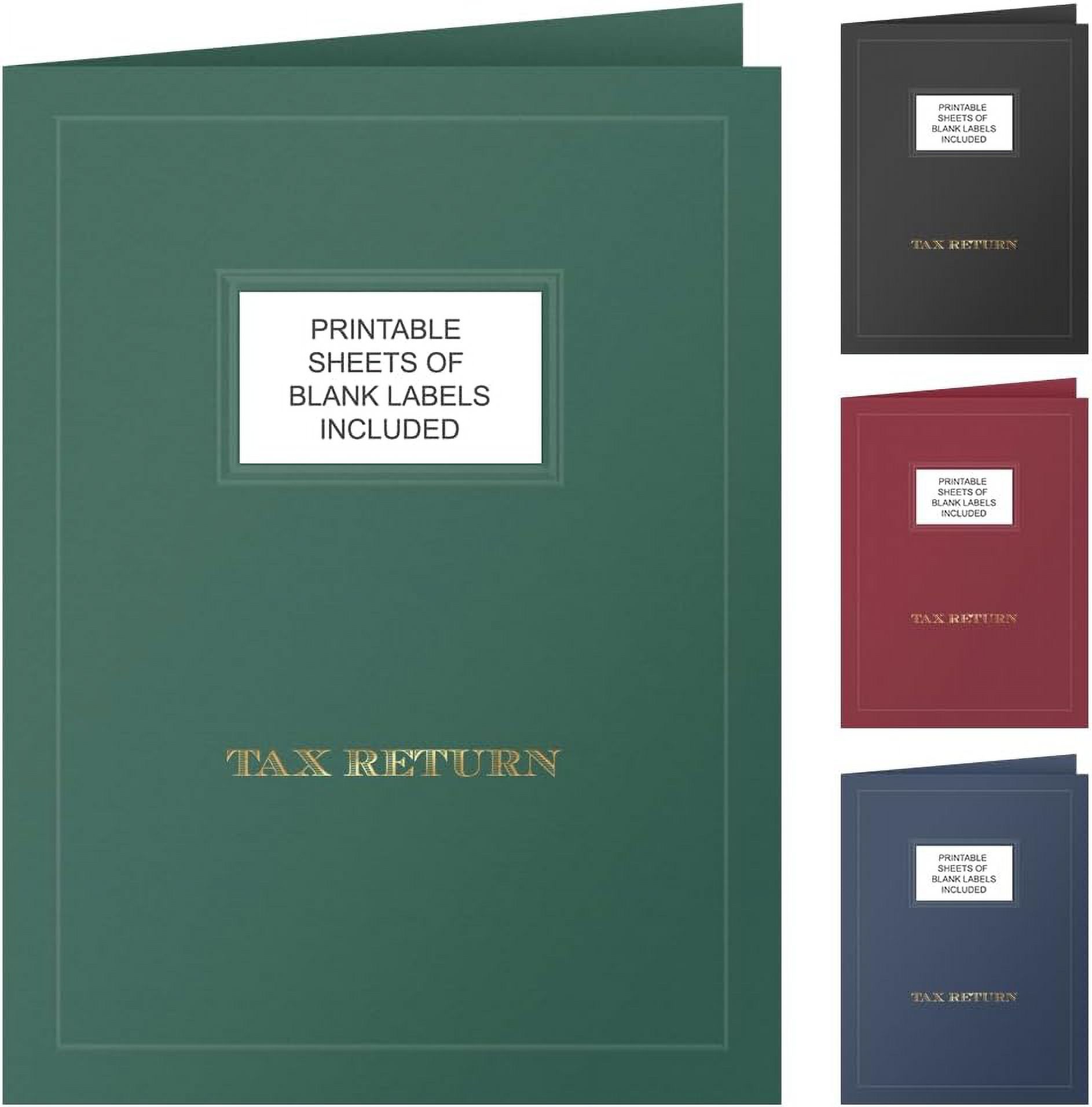 Return Label Pocket 50 Count, Green, Tax Return Pocket Folders, Gold Foil with Customizable ...