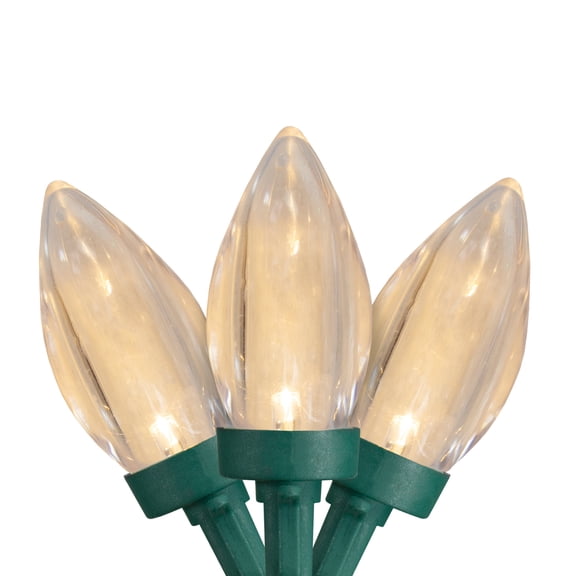 50 Count LED C9 Christmas Lights 20.25 ft Green Wire - 20.25' White