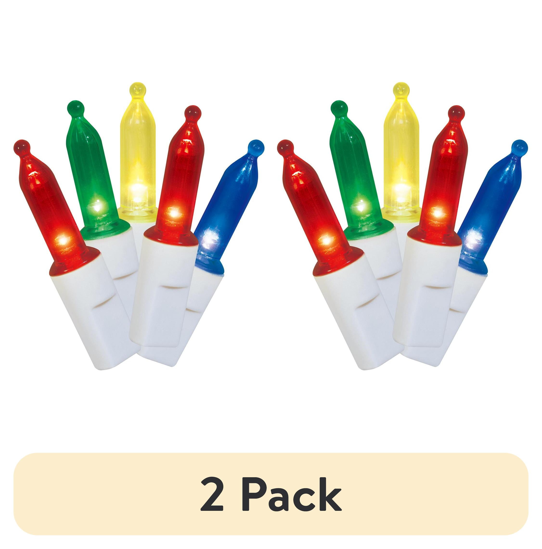 (2 pack) 50Count Multicolor LED Mini Christmas Lights with White Wire