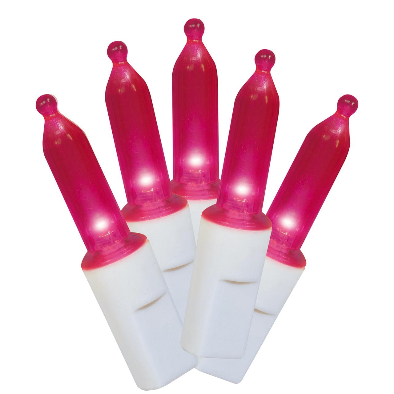 50Count Pink LED Mini Christmas Lights with White Wire, 11', Holiday