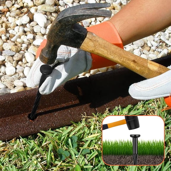 50 Count Plastic Landscape Edging Anchoring Stakes 8-Inch Garden Lawn Yard Landscaping Spikes for Paver Edging, Weed Barrier, Tent, Artificial Turf
