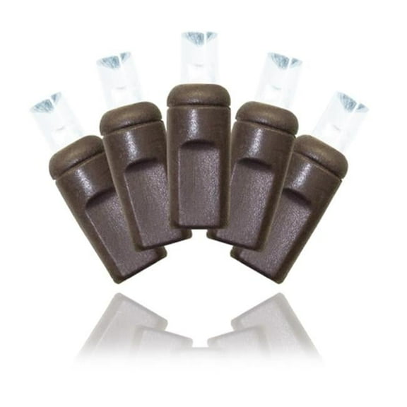 50 Count Pure White Decorative LED Light Set on Brown Wire with 3 in. Spacing