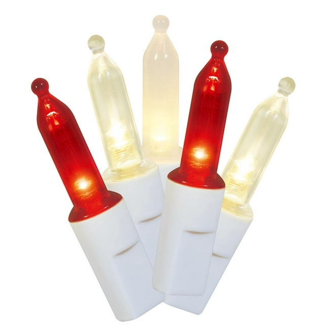 50-Count Red, Warm White, Frosted White LED Mini Christmas Lights with