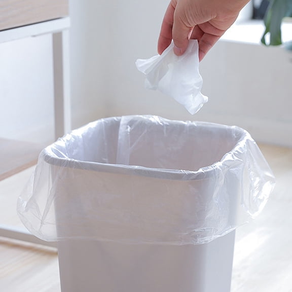 50 Count Small Trash Can Liners and Pet Waste Bags, Flat Top Disposable Garbage Bags for Bathroom, Bedroom and Daily Use A#229 White