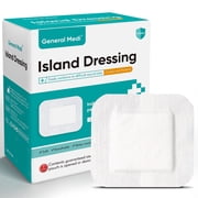 Sterile Island Dressing Bordered Gauze   50 Count, 4 x 4 Individually Packed Gauze Pads, Adhesive Borders with Non-Stick Pads, Wound Dressing for First Aid Kit and Medical Facilities
