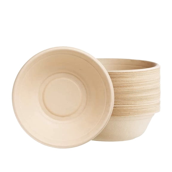 [50 Count]Sugarfiber by Harvest Pack 32oz Round Paper Bowls - Compostable Heavy-Duty Eco-Friendly Disposable Bagasse Bowls Sugarcane Natural plant fibers for Meal Prep Takeout Dinnerware