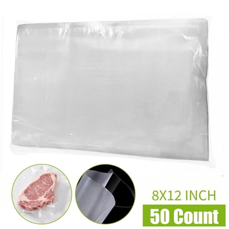 50 Count Vacuum Sealer Bags 8" x 12" for Food Storage, Meal Prep