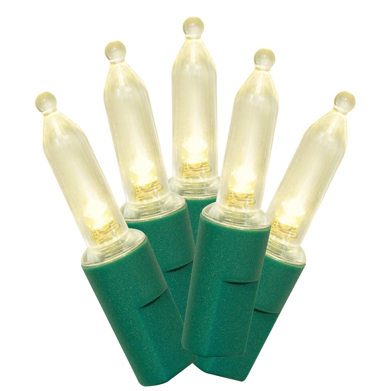 50-Count Warm White LED Mini Christmas Lights with Green Wire, 11', Holiday Time