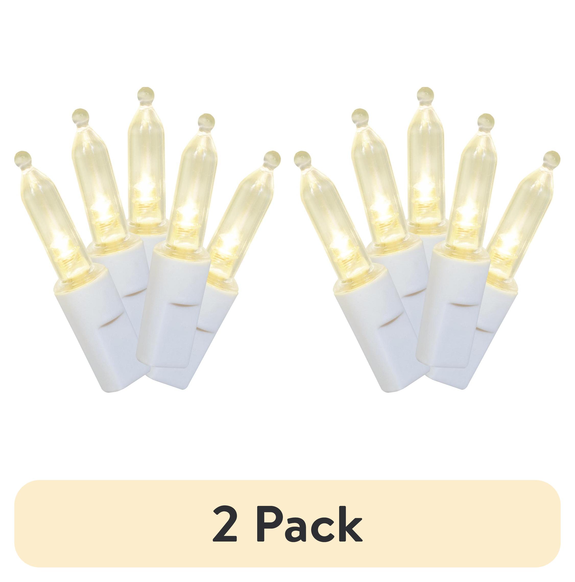 (2 pack) 50Count Warm White LED Mini Christmas Lights with White Wire