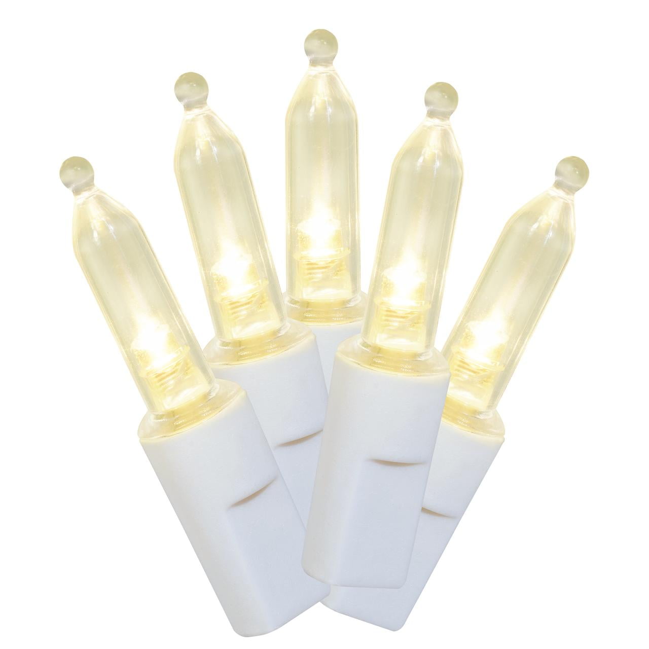 50Count Warm White LED Mini Christmas Lights with White Wire, 11