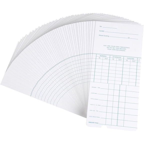 50 Count Weekly Time Clock Cards Timecard for Employee Attendance Payroll Recorder
