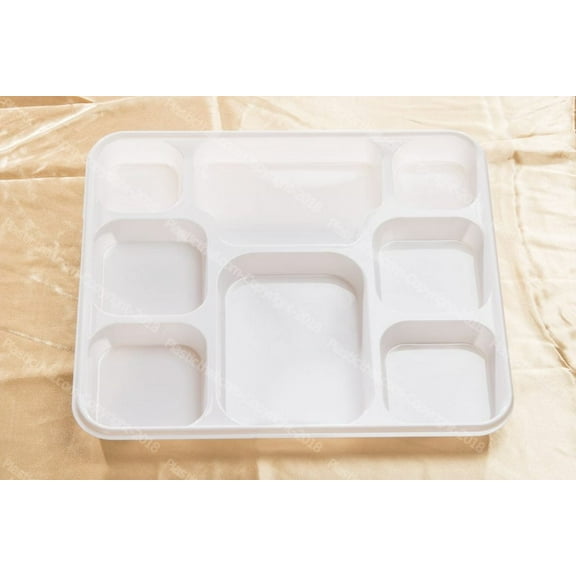 50 Count White 8 Compartment Plates