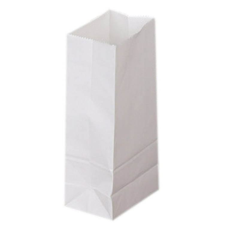 50 Count - White Paper Bags for Packing Lunch & Snacks - Blank