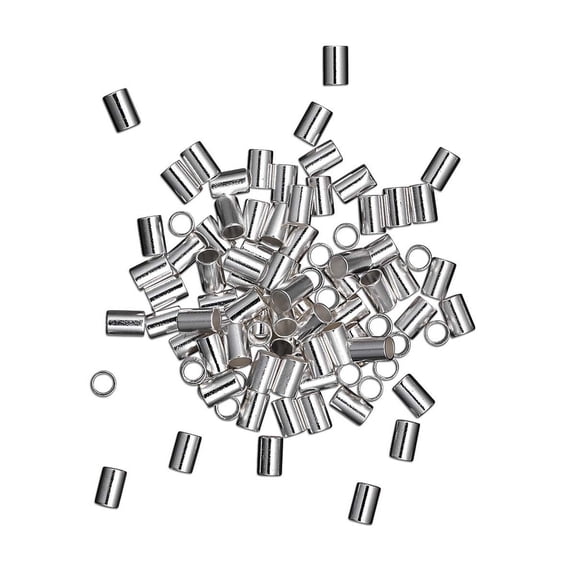 50 Crimp Tube Beads 3mm x 2mm Findings for Terminating The end of Jewelry Beading Cord & Wire Plated Over Brass Base Metal (Gunmetal Black Plated)