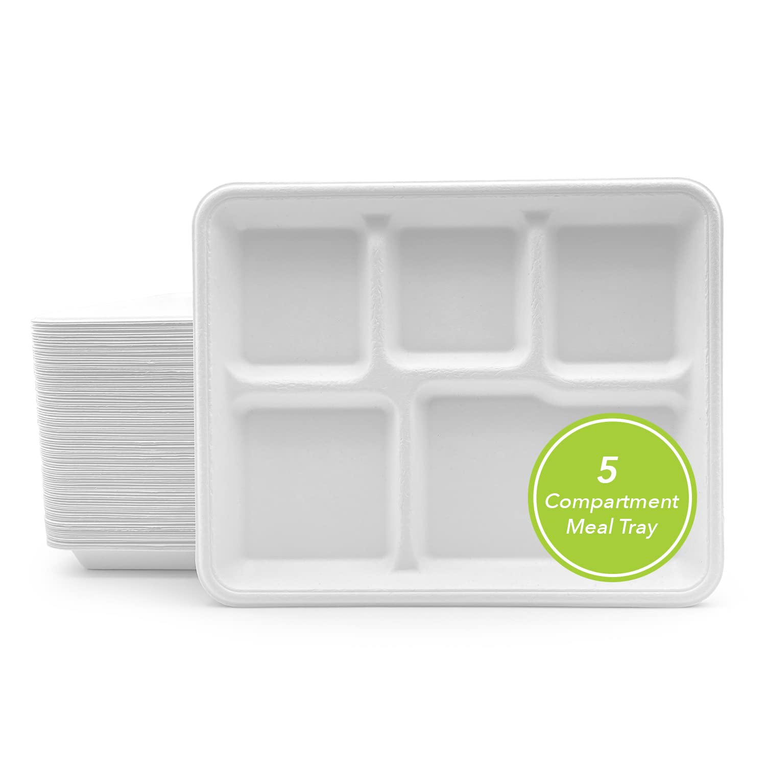 50 Ct. EcoFriendly Bagasse (School) Trays HeavyDuty, Super Strong