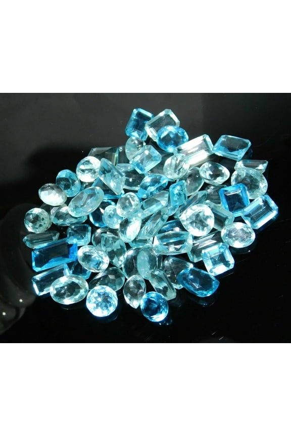 50 Ct Natural Aquamarine Blue Mix Shape CERTIFIED Loose Gemstone Ring Size Lot