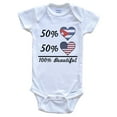 thumbnail image 1 of 50% Cuban 50% American 100% Beautiful Cuba Flag Heart Baby Bodysuit, 0-3 Months White, 1 of 2