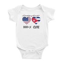 50% Cuban + 50% American = 100+% Cute Baby Clothes For Boy Girl (White, 12-18 Months)