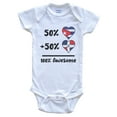 thumbnail image 1 of 50% Cuban Plus 50% Dominican 100% Awesome Cuba Dominican Republic Heart Flags Baby Bodysuit, 6-9 months white, 1 of 4