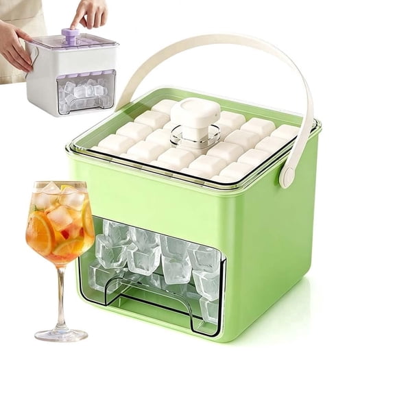 50 Cube Ice Maker with Easy Press Lid and Storage Bin, Double-Deck Tray