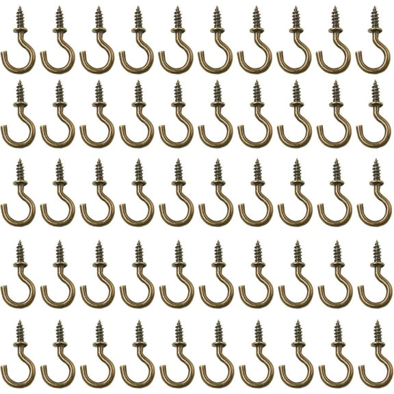 50 Cup Hooks, 1/2 Inch Metal Screw-in Mini Hooks for Decorative Craft Hanging