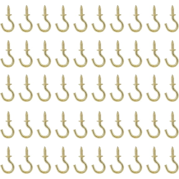 50 Cup Hooks, 1/2 Inch Metal Screw-in Mini Hooks for Decorative Craft Hanging