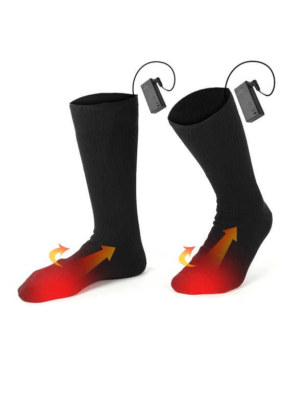 50 Degrees Celsius Consistent Heat Temperature Socks Carbon Fabric Silk Heating Socks Soft Heated Socks Powered By 2 AA Batteries Well Padded Electric Heated Socks Men & Women