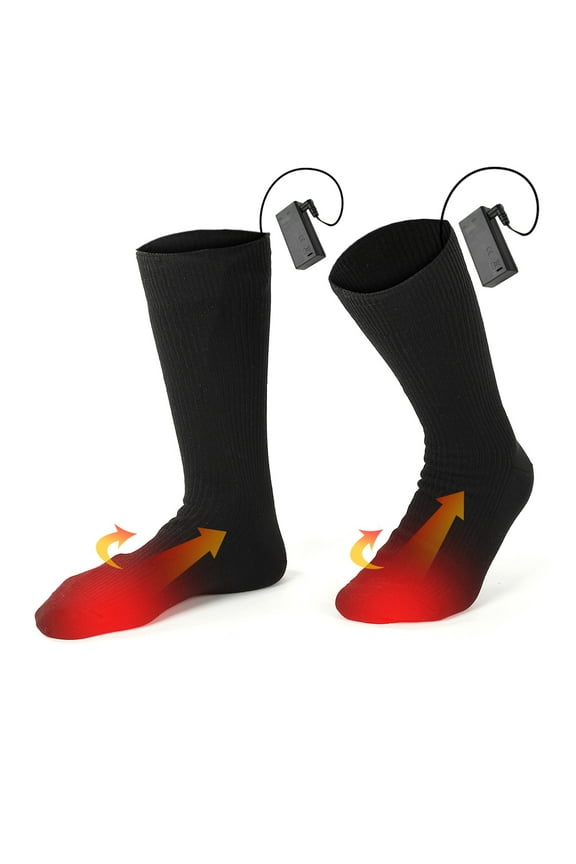 50 Degrees Celsius Consistent Heat Temperature Socks Carbon Fabric Silk Heating Socks Soft Heated Socks Powered By 2 AA Batteries Well Padded Electric Heated Socks Men & Women