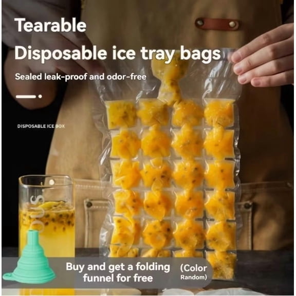 50 Disposable Ice Bags - 20 Compartment Edible Ice Cube Tray with Funnel for Home Use Multifunctional food mold