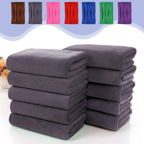 Dmlowu Bath Towel Set 10pc Luxury Soft Bath Towels Super Absorbent Quicker Dry Bathroom Towels 12x28" Microfiber Hand Towels for School Hotel Home Gym Travel Camp Pool