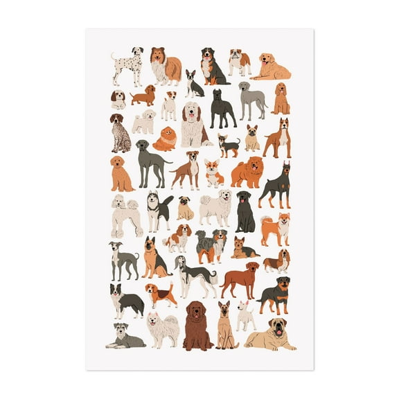 50 Dogs - Illustration Dog Animal Wildlife Unframed Wall Art Print 4 x 6 inches