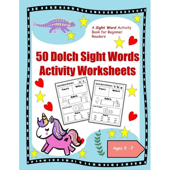 50 Dolch Sight Words Activity Worksheets: A Sight Word Activity Book for Beginner Readers (Paperback)