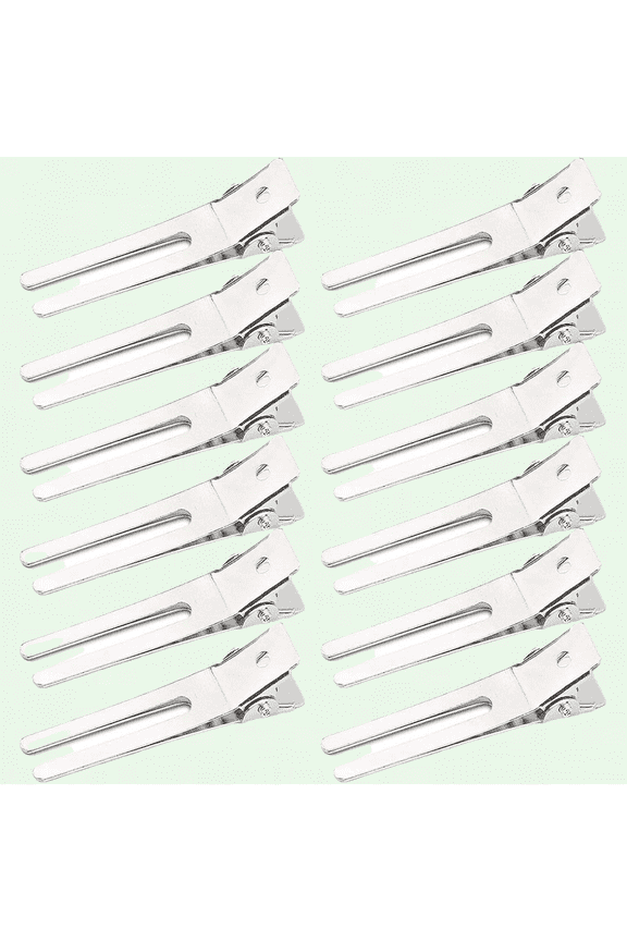 50 Double Prong Pin Curl Clips, 1.8 Inches, Metal Silver Hairpins for Salon Hair Extensions