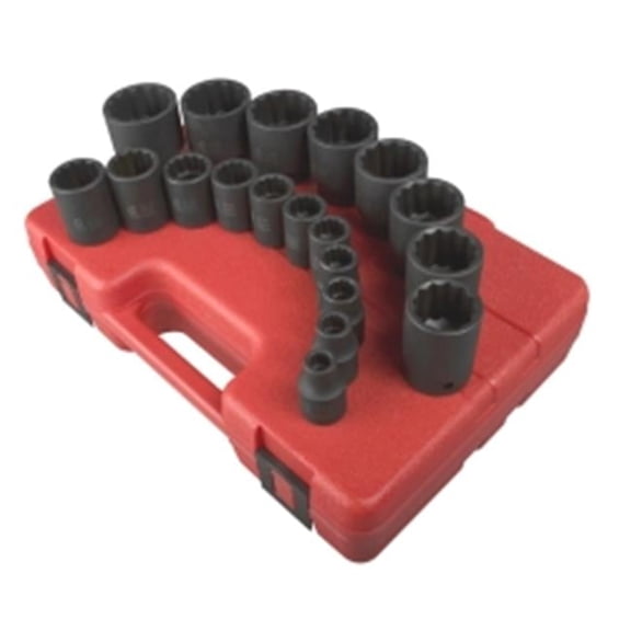 50 Drive 12 Point SAE Impact Socket Set - 19 Pieces