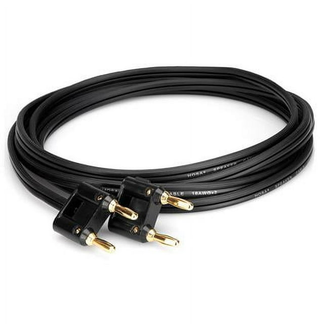 50' Dual Banana Male to Dual Banana Male Speaker Cable, Black Zip-Style Jacket