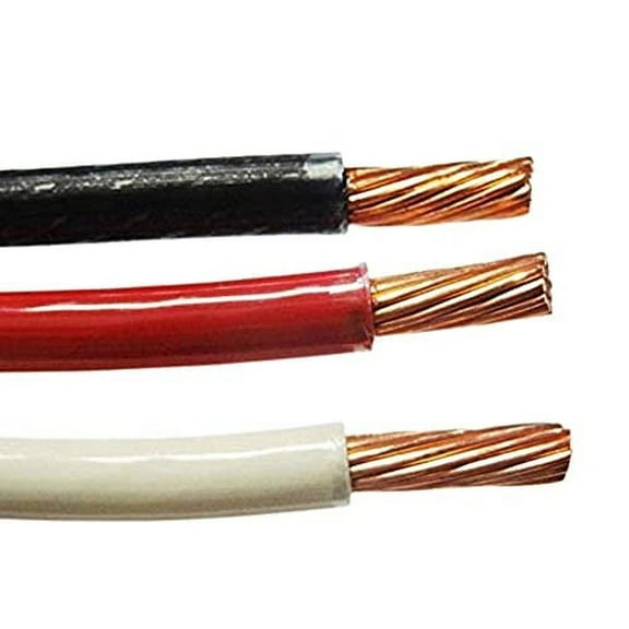 50' EA THHN THWN 6 AWG Gauge Black White RED Stranded Copper Building Wire
