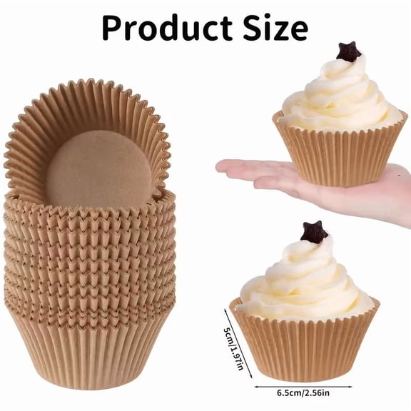 50 Eco-Friendly Natural Paper Baking Molds - Biodegradable Baking Cups for Cakes, Muffins & Cupcakes, Compatible with Standard Muffin Pans