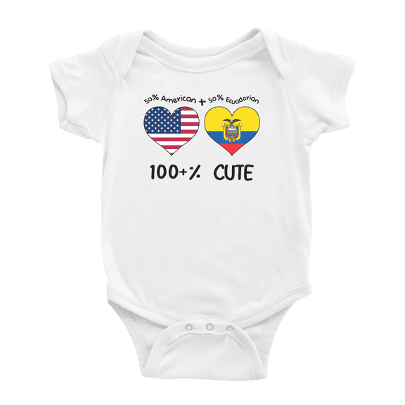 50% Ecuadorian + 50% American = 100+% Cute Baby Bodysuits Newborn Clothes (White, 18-24 Months)