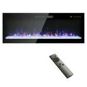 50 Electric Fireplace,16 Adjustable Flames,Freestanding/Wall Mounted/Recessed,1400W Fireplace Insert,Wall Fireplace Electric with Remote Control,Timer,Ultra-Thin Design,Black