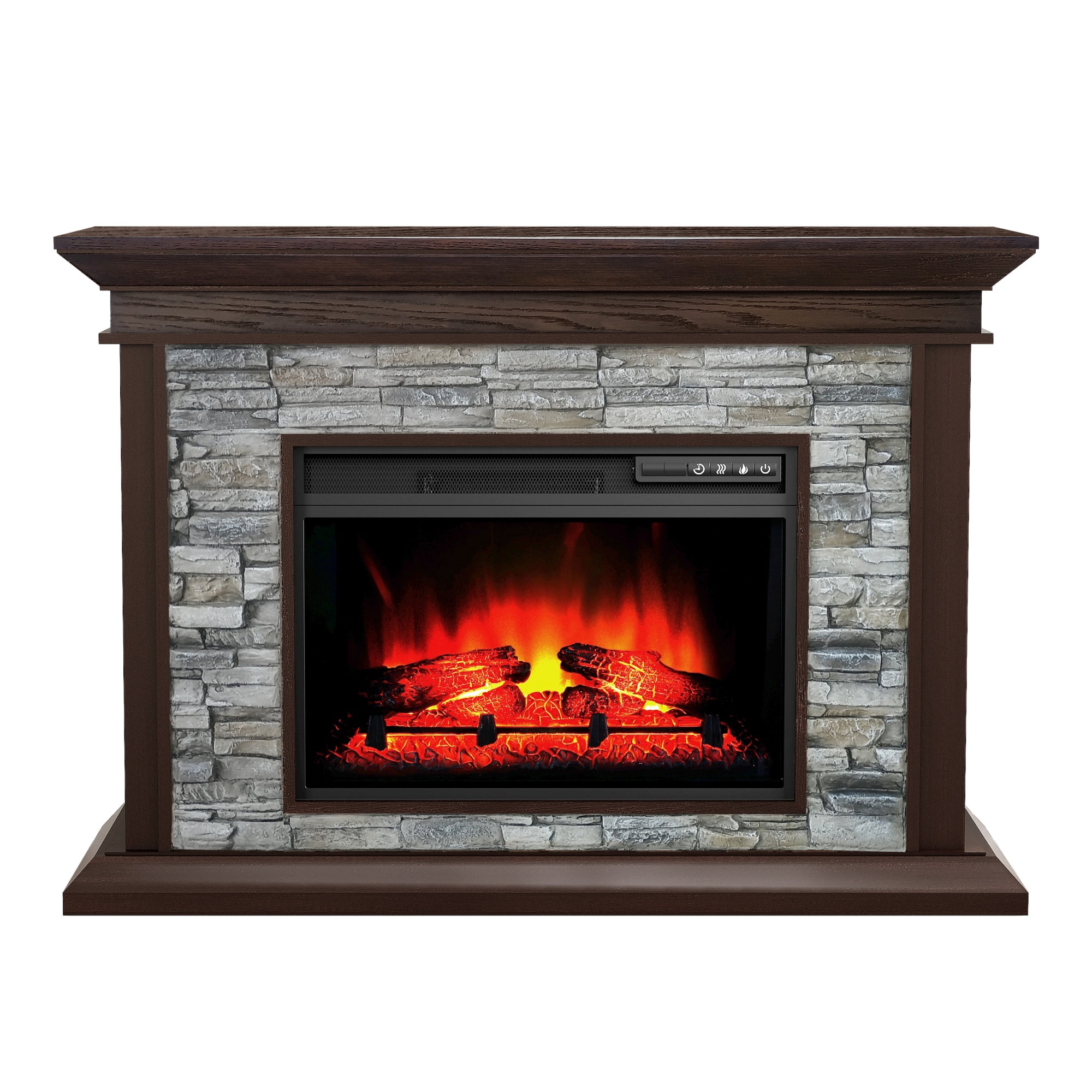 50" Electric Fireplace Mantel by Home Decor Mantels with Modern Faux Brick Accents - Brown