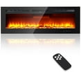 thumbnail image 1 of 50'' Electric Fireplace, Recessed and Wall Mounted Fireplace with Remote Control, Timer, Touch Screen, Adjustable Flame Color and Brightness, Black, 1 of 7