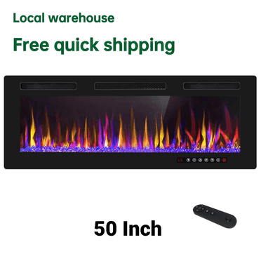 50" Electric Fireplace in-Wall Recessed and Wall Mounted Electric Fireplace, Linear Fireplace Heater with Adjustable Flame Color,Timer,Remote Control,Touch Screen,750/1500W