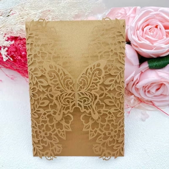 50 Elegant Laser Cut Butterfly Invitation Cards for Weddings Engagements Birthdays Christenings Bulk Set
