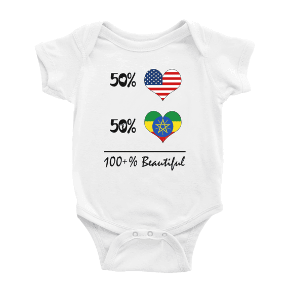 50% Ethiopian + 50% American = 100+% Beautiful Ethiopia Cute Baby Clothing Bodysuits For Boy Girl