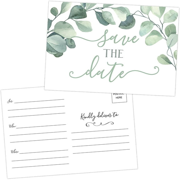 50 Eucalyptus Save The Date Invitation Cards